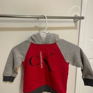 Calvin Klein Jeans Red and Gray Kids Hoodie